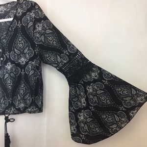 Kendall + Kylie Paisley Boho Crop Top